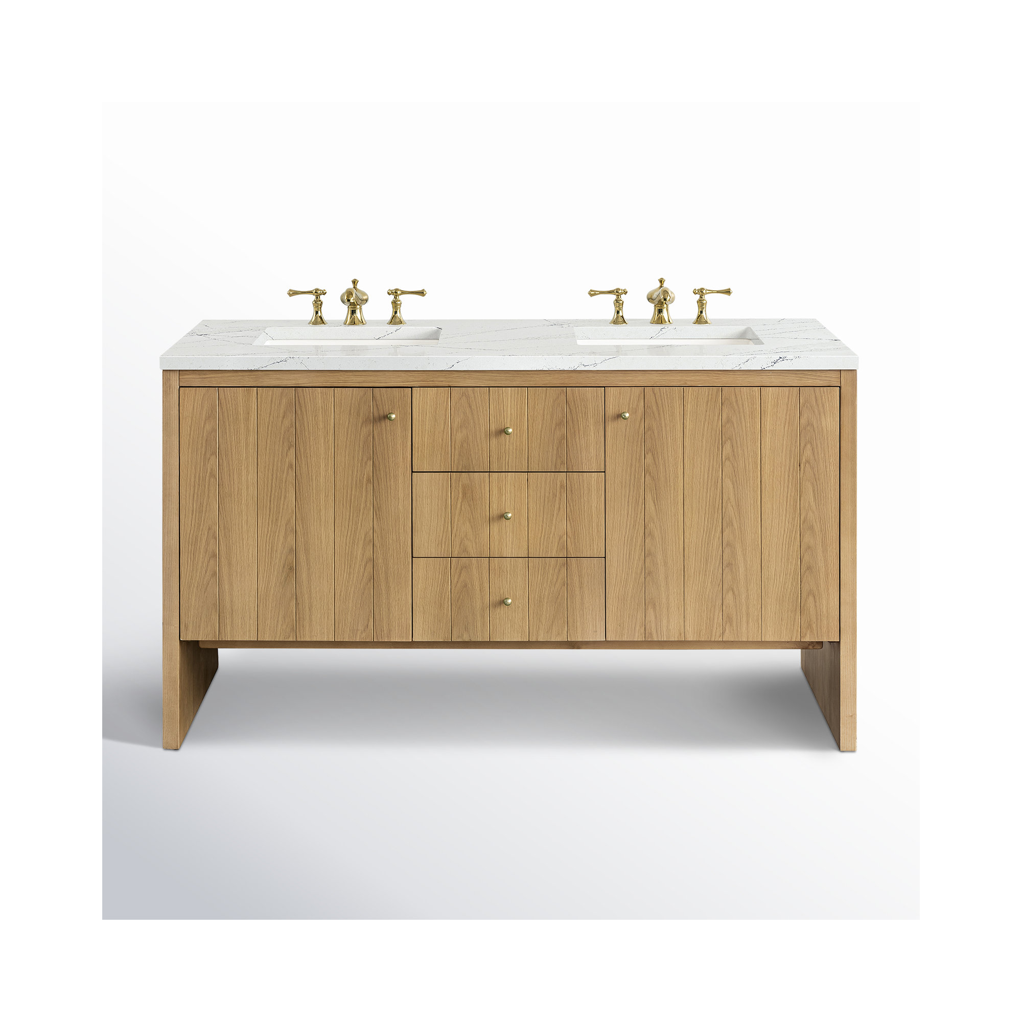 Hudson 60'' Double Bathroom Vanity, Lime Delight, 8" Widespread, Light Natural Oak