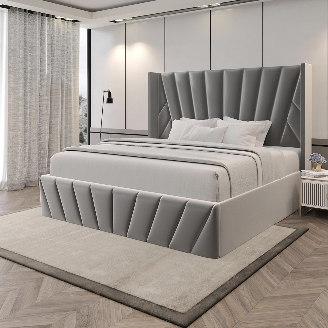 Iginia Upholstered High Headboard Storage Bed w/Hydraulic Gas Lift, Wood Slat System & Under Bed Storage Brayden Studio® 