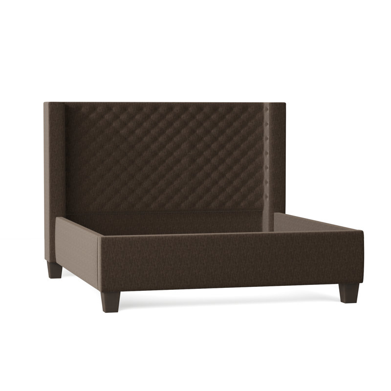 Bren Upholstered Wingback Bed, California King, Sachi Otter, Brown Mahogany