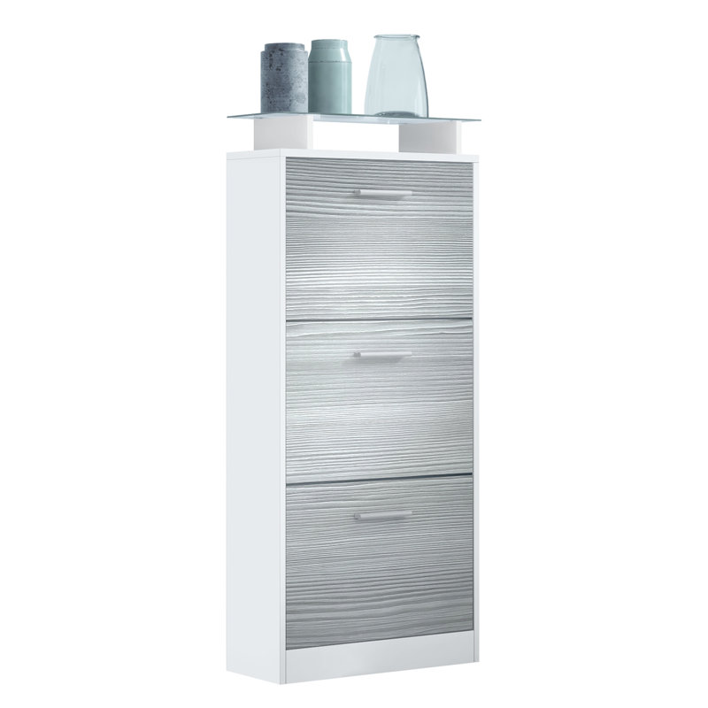 12 Pair Shoe Storage Cabinet, White/Anthracite
