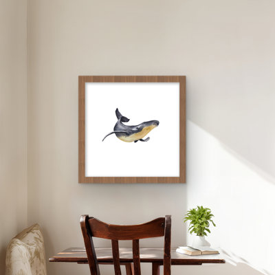 Imprimé aquarelle de baleine bleue | Décoration de salle de bain aquatique