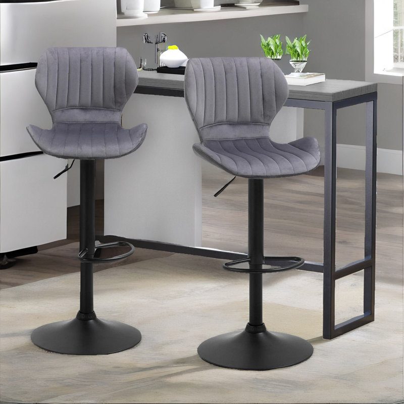 Ellerman Swivel Adjustable Height Stool With Back & Footrest Barstool Kitchen Chair