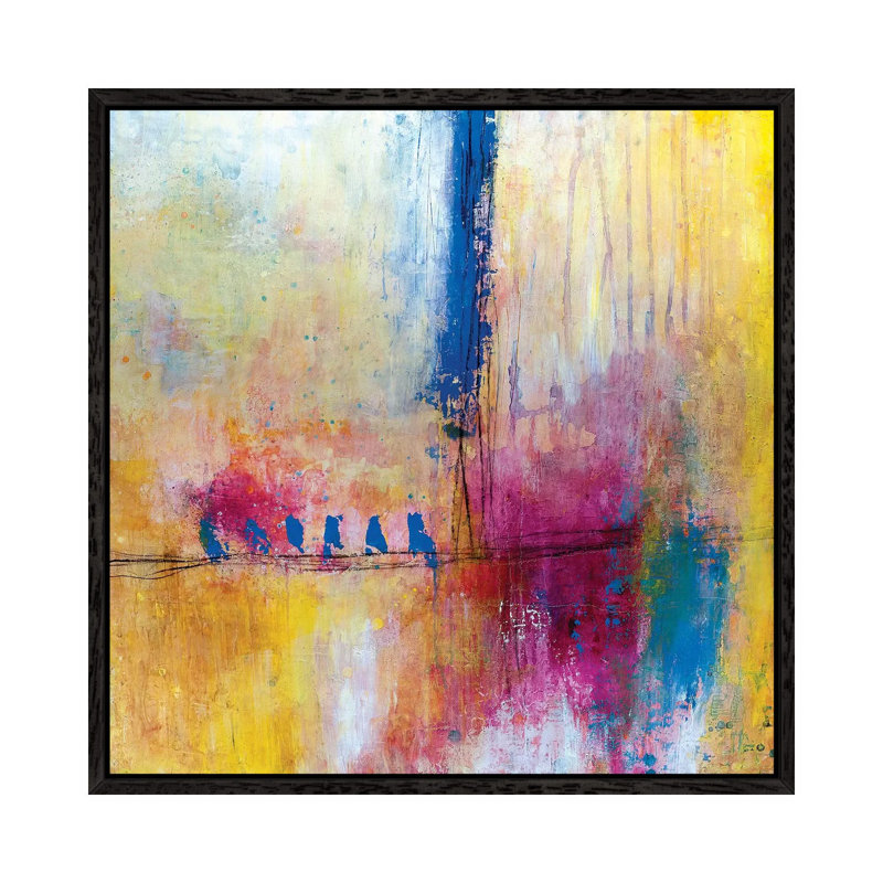 Birds on a Wire 1 Piece Wall Art on Canvas, 45.72 cm H x 45.72 cm W, Black Framed