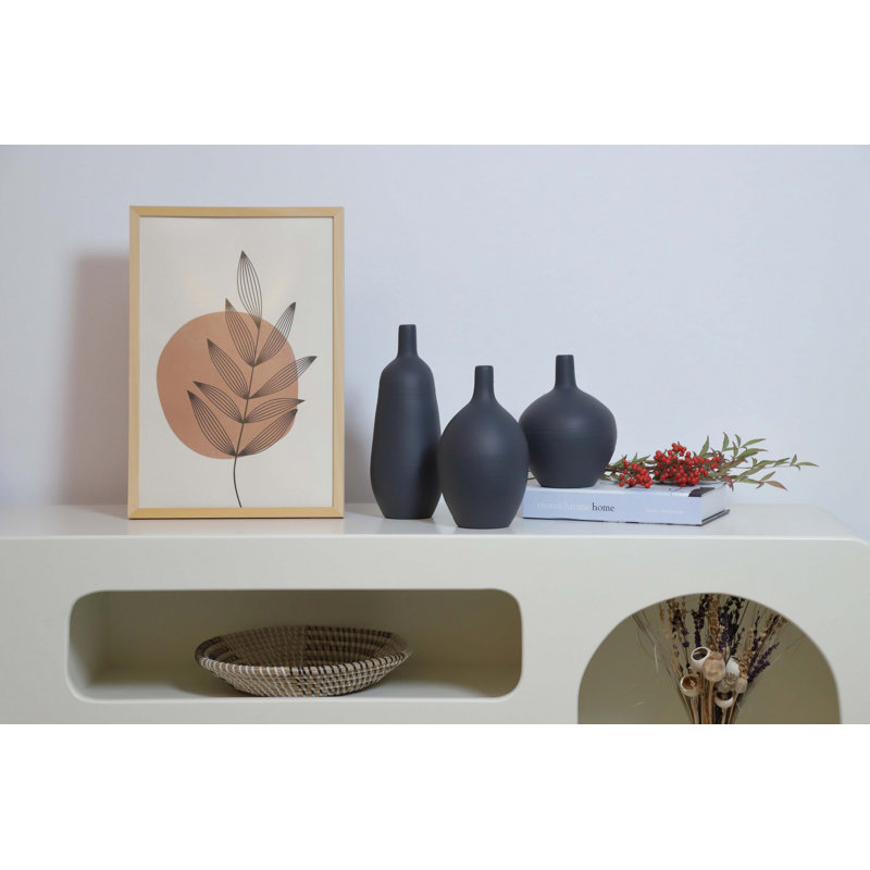 Ensemble de 3 vases en céramique Elegant, couleur anthracite, tailles: 5,5 x 5,5 x 7,9 po, 4,7 x 4,7 x 9,4 po, 3,9 x 3,9 x 11,0 po | 100% céramique de haute qualité | Parfait pour la décoration intérieure, l'esthétique moderne et les centres de table élégants
