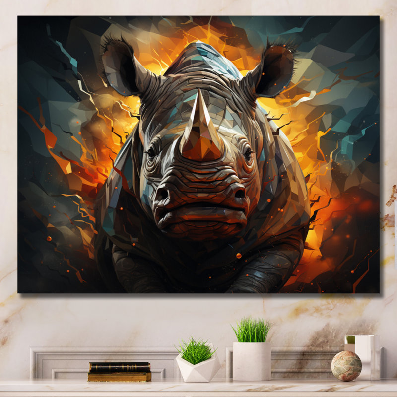Majestic Rhino II géométrique, H 12 po x l 20 po x P 1 po, Toile tendue