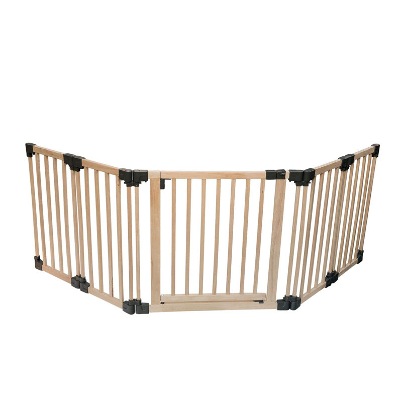 Wooden Multi Panel Multi Use Safety Barrier, Natural Wood, 76cm H x 256cm W x 2.3cm D