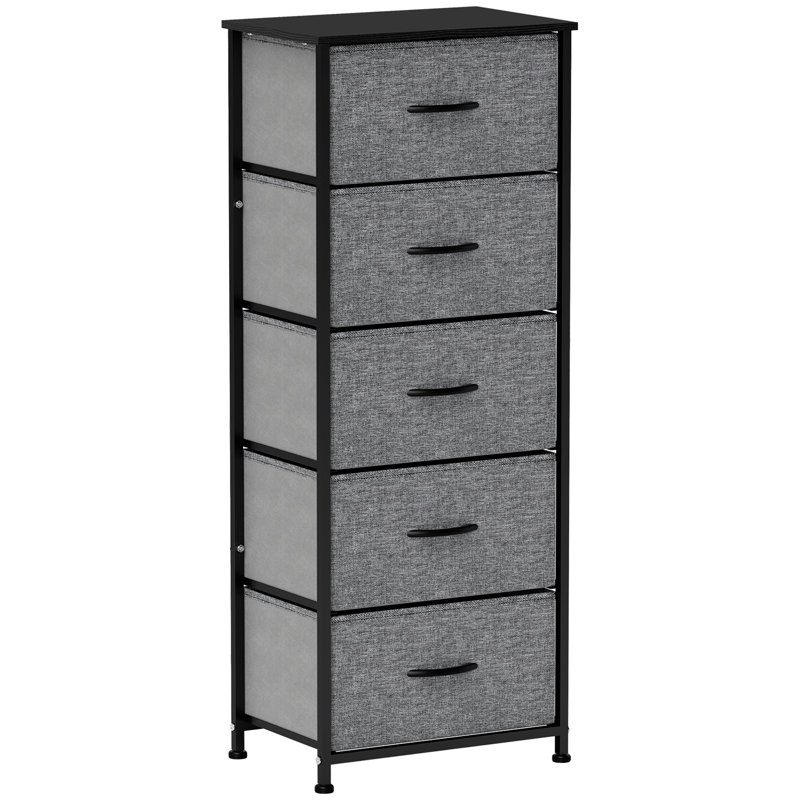 45cm W 5 - Drawer Chest of Drawers, Dark Grey