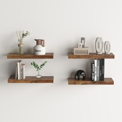 4 Set Floating Wall Mounted Wooden Shelves,  Shelves For Wall Decor