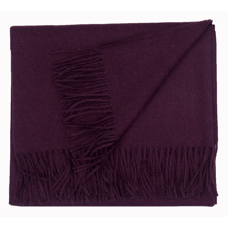 Plum Baby Alpaca Wool Handwoven Throw Blanket