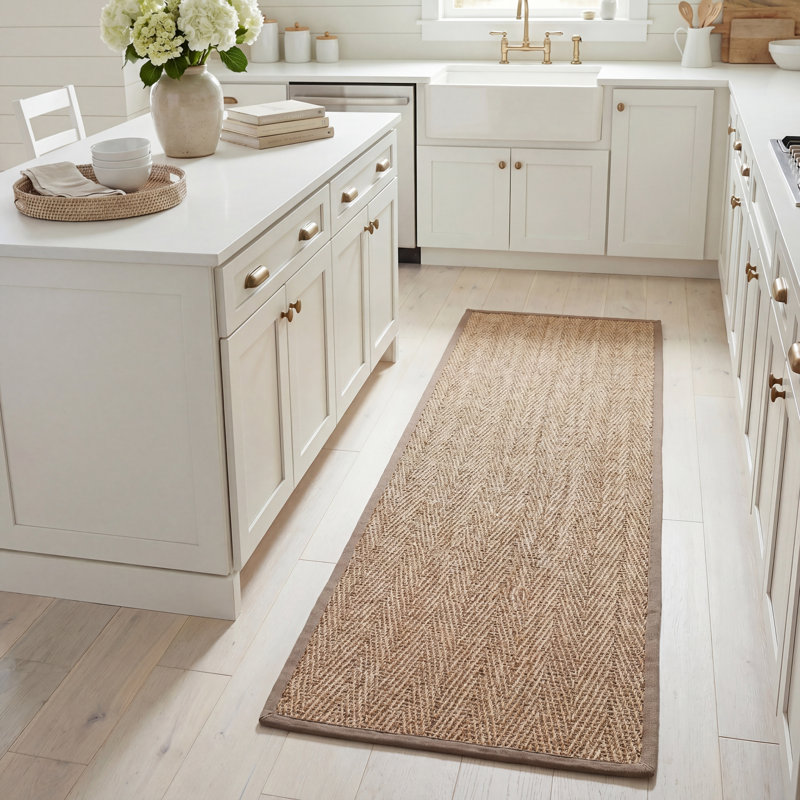 Roloff Natural Fiber Seagrass Solid Color Rug, Runner 2'6" x 8'