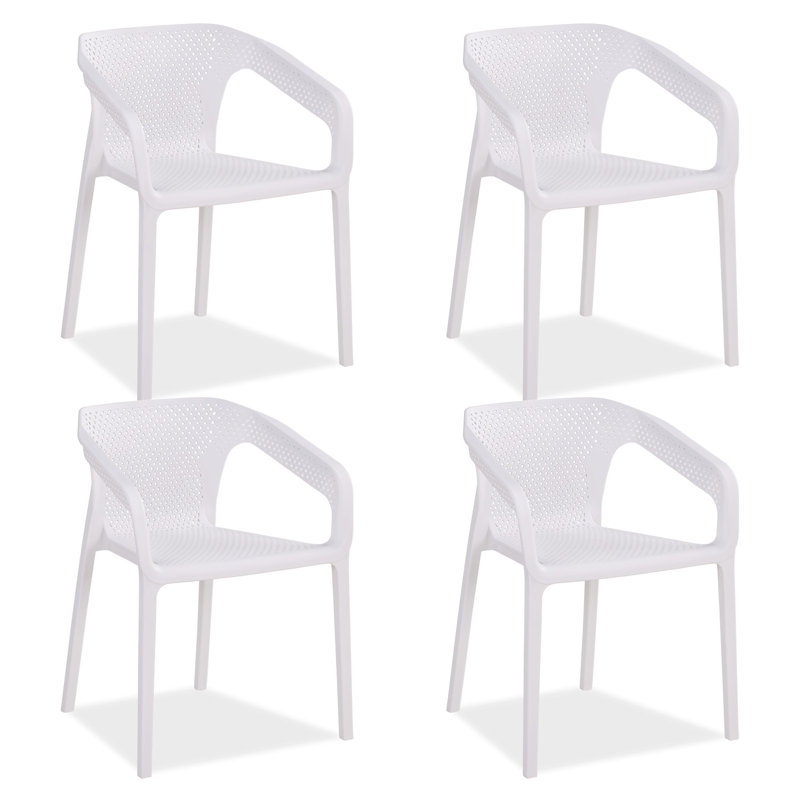 Jan Stacking Patio Dining Armchair, White