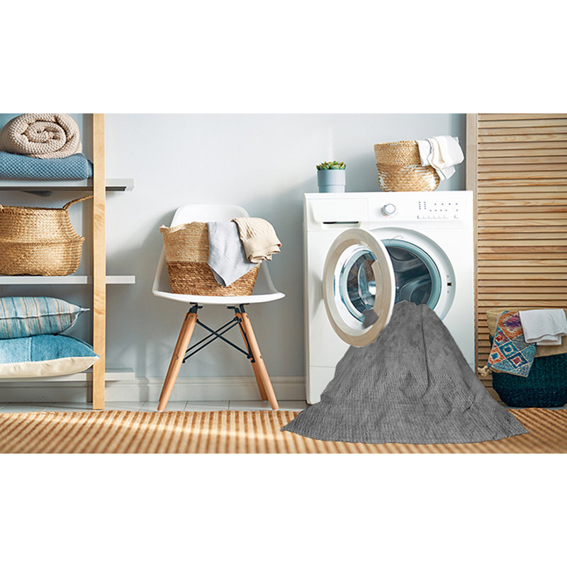 Tapis gris tissé à la machine, Rectangle 5 pi x 7 pi