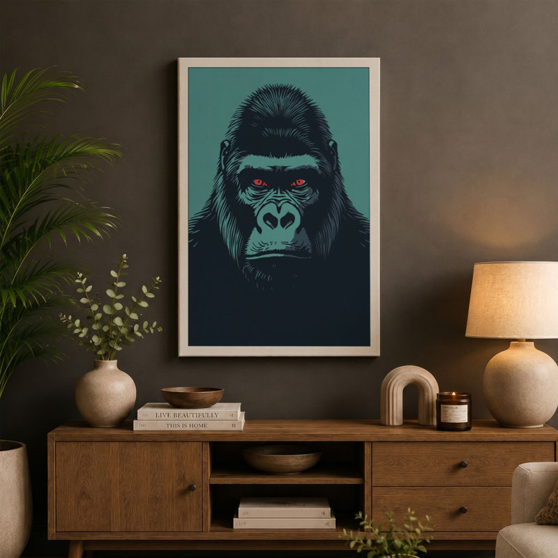 Gorilla's Gaze Modern - Wrapped Canvas, 36x24 - 91.4 x 61.0 cm, Black Border