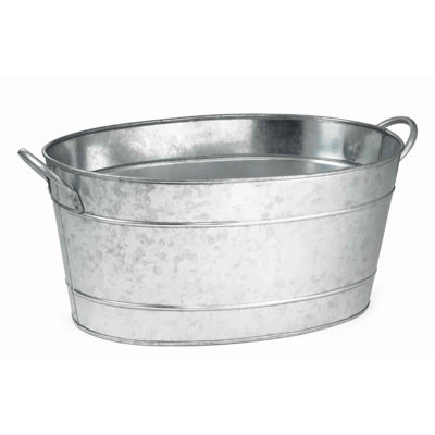 TableCraft 5.5-Gallon Oval Beverage Tub, Galvanized Steel for Indoor & Outdoor Use