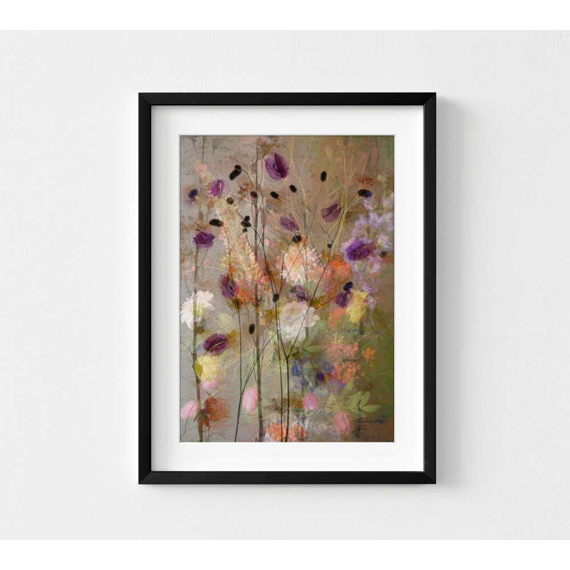 «Wildflower Meadow», reproduction d'art botanique, Impression encadrée avec passe-partout, Noir, H 16 po x l 12 po