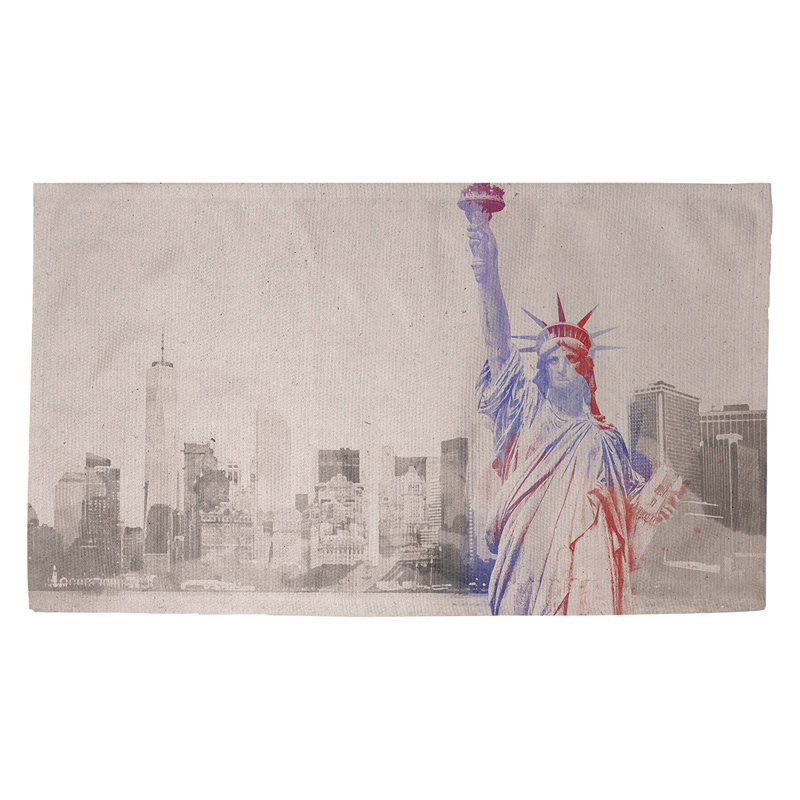 Tapis d’intérieur pour porte de liberté aquarelle statue of liberty Seibert, Rectangulaire 2 pi 1,5 po x 3 pi 4 po