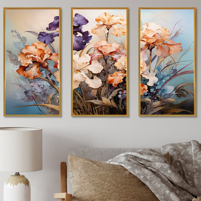 Purple And Peach Irises Timeless Charm - Irises Wall Decor Set