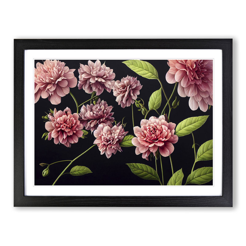Majestic Flowers - Single Picture Frame Print, Black, 46cm H x 64cm W x 2cm D
