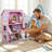 Wooden Dollhouse 3-Story with Furniture, Pink Pretend Play House for Kids 3+