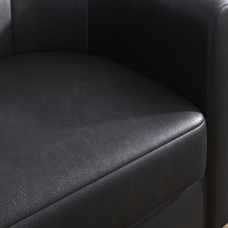 Fauteuil demi-tonneau de 26,77 po Munson, Similicuir brun