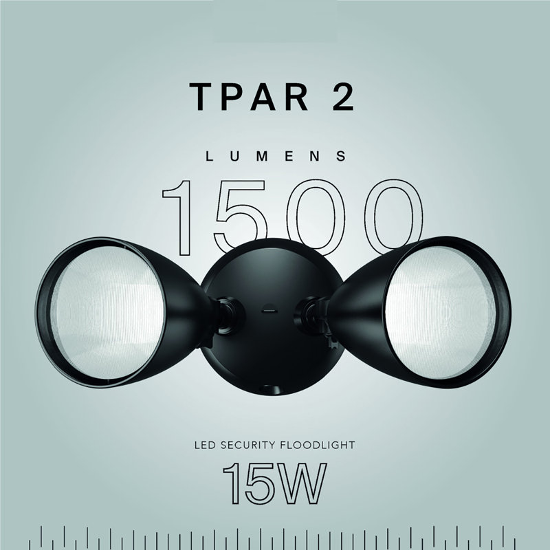 Projecteur à DEL pour éclairage de sécurité extérieur, 1500 lumens, 4000K, projecteur d'extérieur crépuscule à l'aube, 15 W - bronze