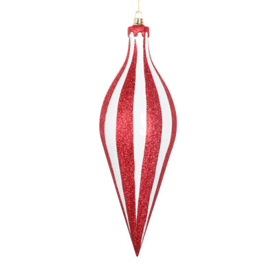 Ornement en forme de paillettes blanches et rouges 12 po.
