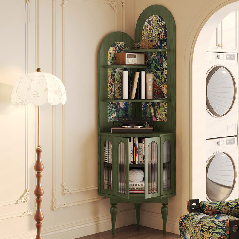 Green Solid Wood Corner cabinet