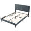 Structure de lit plateforme double avec tête de lit tapissier et support à lattes de bois, sans sommier tapissier, gris-450809980