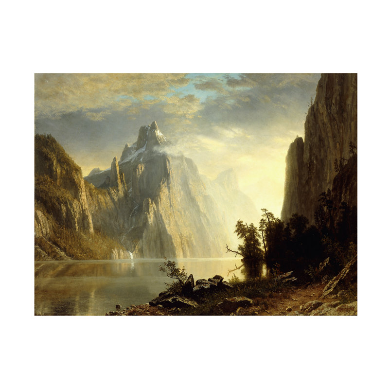 Art sur toile, Albert Bierstadt, un lac dans la Sierra Nevada, 1867, H 14 po x l 19 po