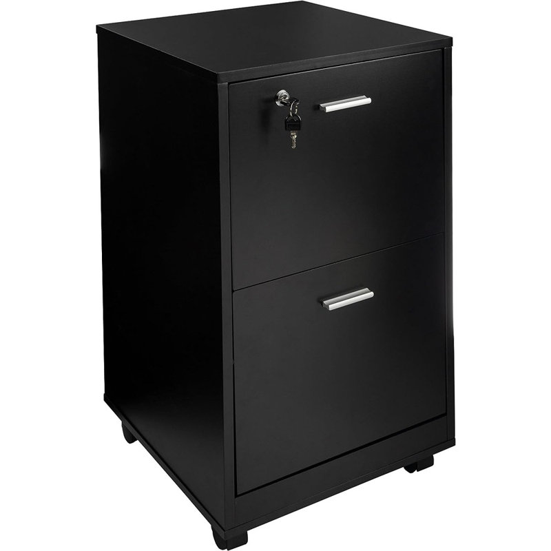 Ebern Designs File Cabinet - 2-Drawer Cabinet with Lock and Deep Drawer Storage - Rolling Filing Organizer for Under The Desk, Home, or Office