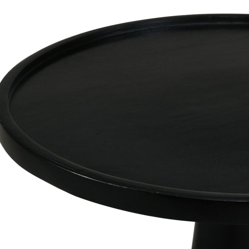 Table d'appoint en bois de manguier noir, H 24 po x l 20 po, table à piédestal ronde en bois rustique, teint, Noir