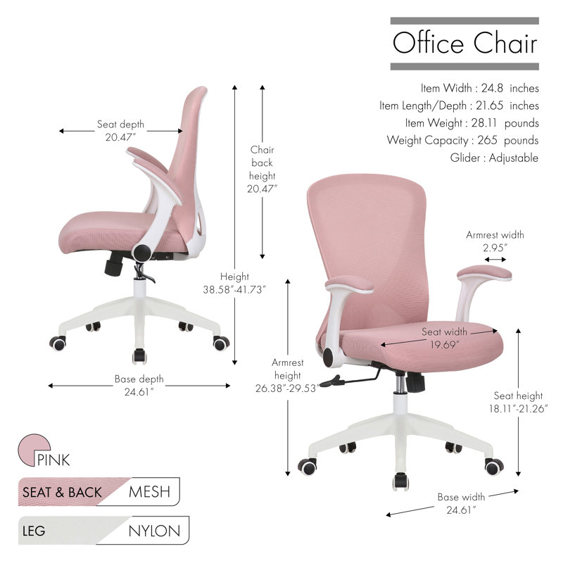 Klak Mesh Office Chair, Pink