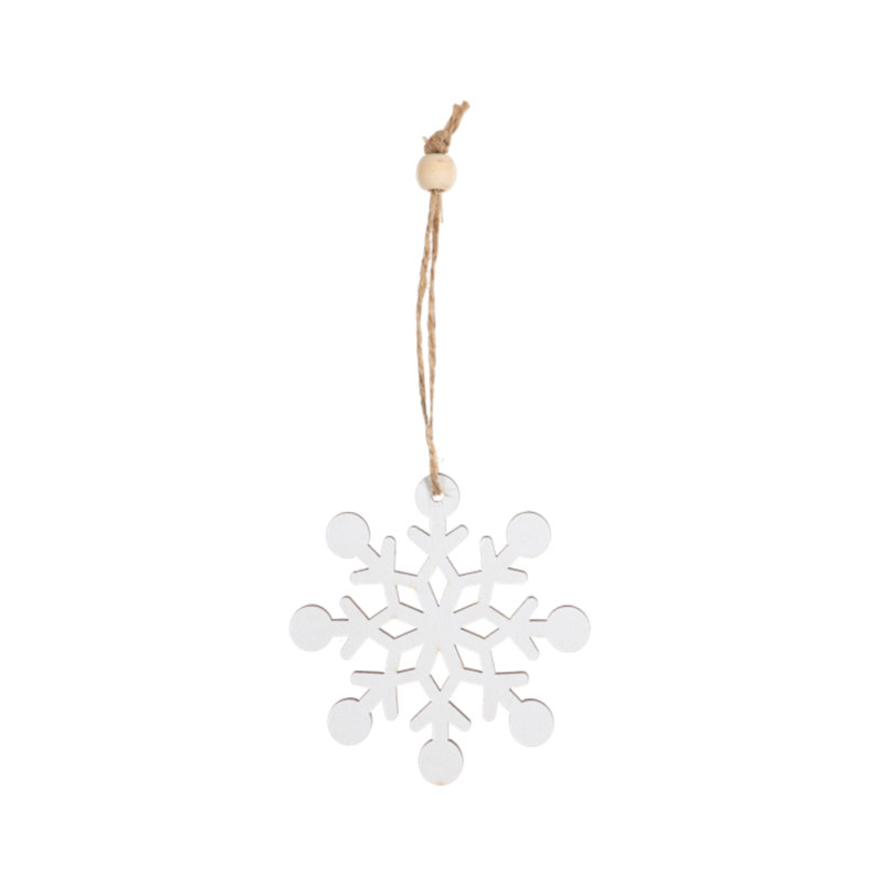 White Wooden Snowflake Ornament Set with Rustic String, 9-Piece