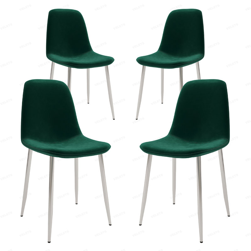 Chaise d'appoint rembourrée Kaydnce, dossier incurvé à dossier arrondi, siège rembourré en mousse avec pieds minces, Vert