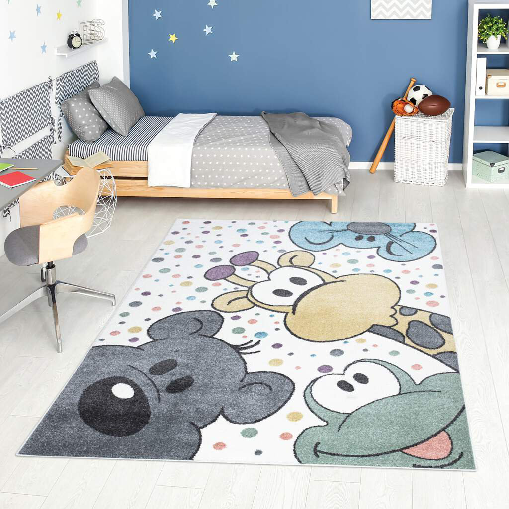 Kinderteppich Anime 913 Multi Cartoon Tier Motive Kinderzimmer Kurzflor Haghbarth