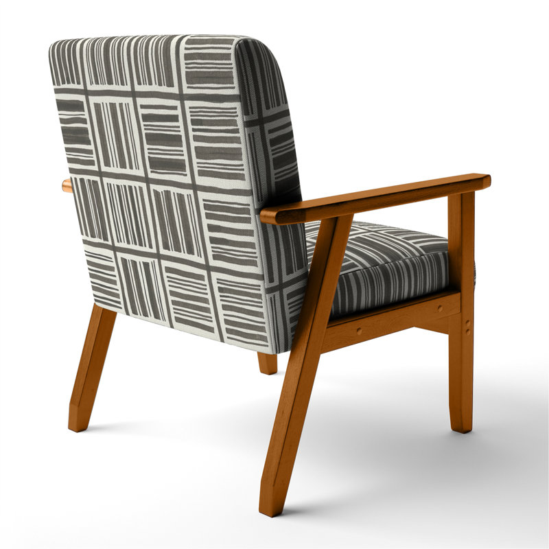 Fauteuil d'appoint rembourré Mairis - Minimalist Graphics I, Accoudoirs carrés bruns
