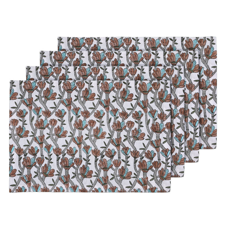 Cactus Table Placemat 14x20 Inch, Brown