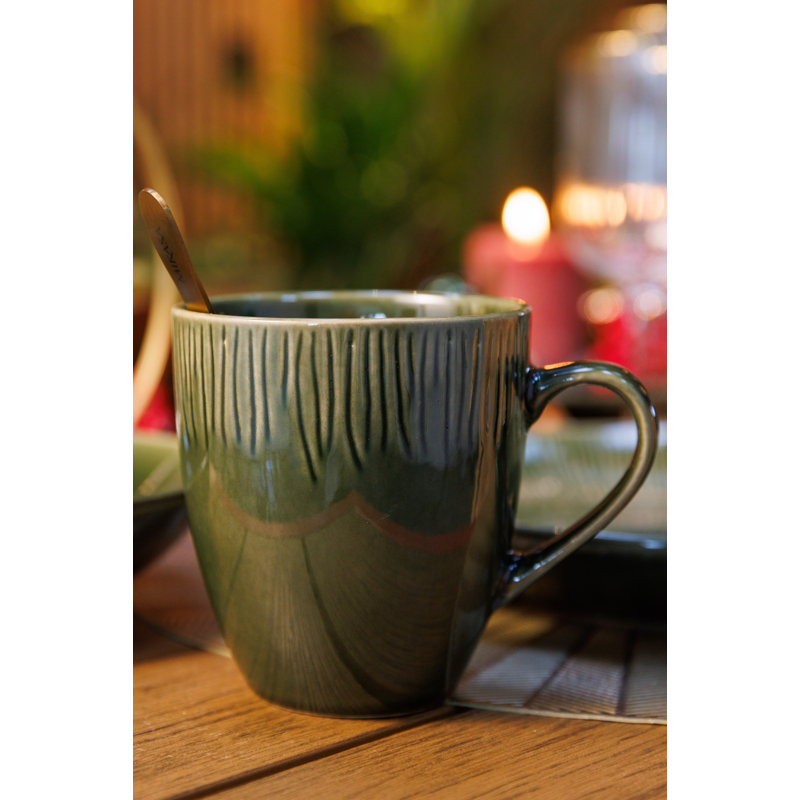 Mikasa Jardin Midnight Stoneware Mugs, 420ml, Green