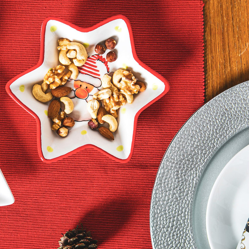 Nicola Spring - Father Christmas Star Serving Plates - 18cm - White