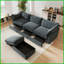 Canapé modulaire moderne en L à 3 places avec repose-pieds mobile en chenille moderne Rangement pour le salon