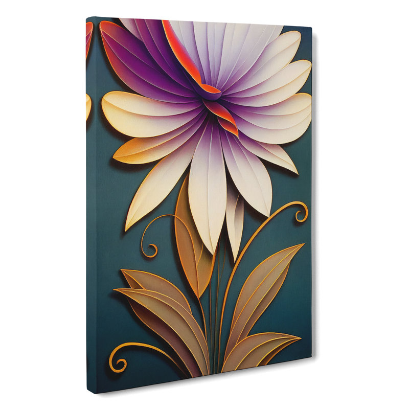 Art Deco Flower No.5 - Wrapped Canvas Print, Wrapped Canvas, 50cm H x 35cm W x 3cm D