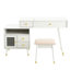 Bureau de coiffeuse blanc 3-en-1 avec miroir rabattable éclairé, tabouret et tiroirs pour la chambre à coucher | Idée de cadeau