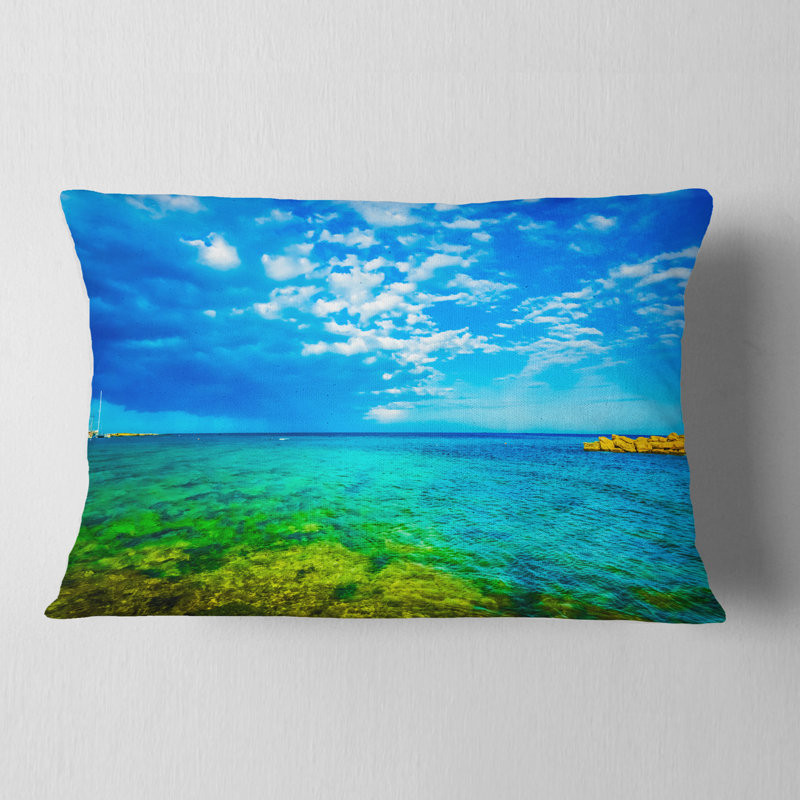 Coussin pittoresque «Seashore» bleu vert