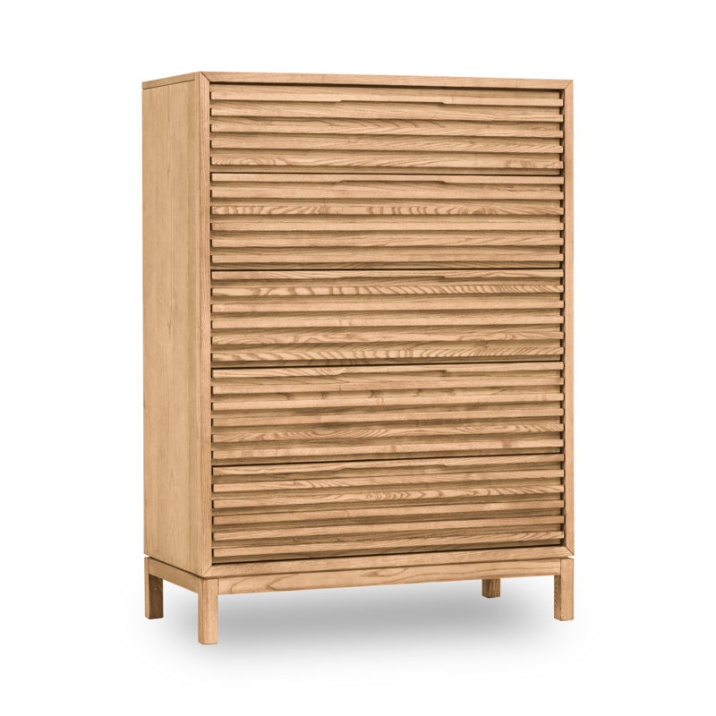 Grahamtown Solid Wood 106.68cm W 5 - Drawer Chest of Drawers, Natural