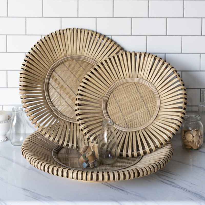 ENSEMBLE DE 3 PLATEAUX DE BAMBOU