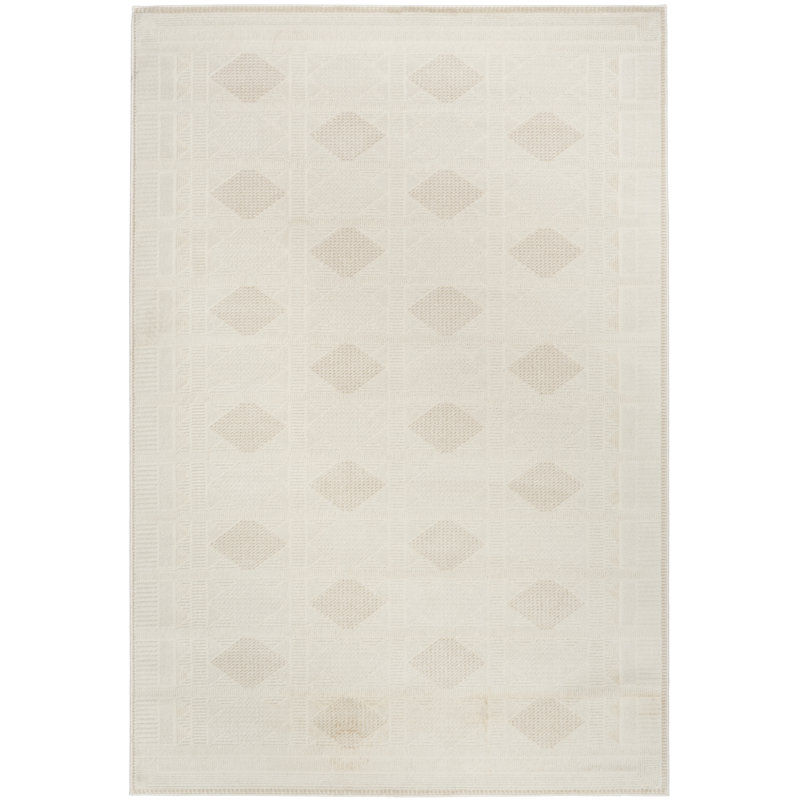 Ebern Designs Reimann Ivory Beige Modern Indoor Rug, Rectangle 5' x 7'