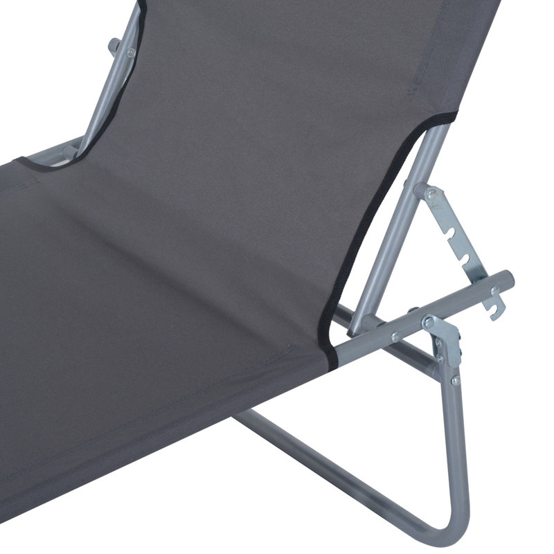 Chaise de jardin avec abat-jour détachable - gris réglable pour camping et espace pliable pour la randonnée, la cour, la plage