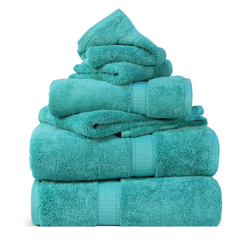 Scotia Egyptian Cotton Bath Towel Set, Turquoise, 6Pc Towel Set  (2Bath, 2Hand, 2Face)