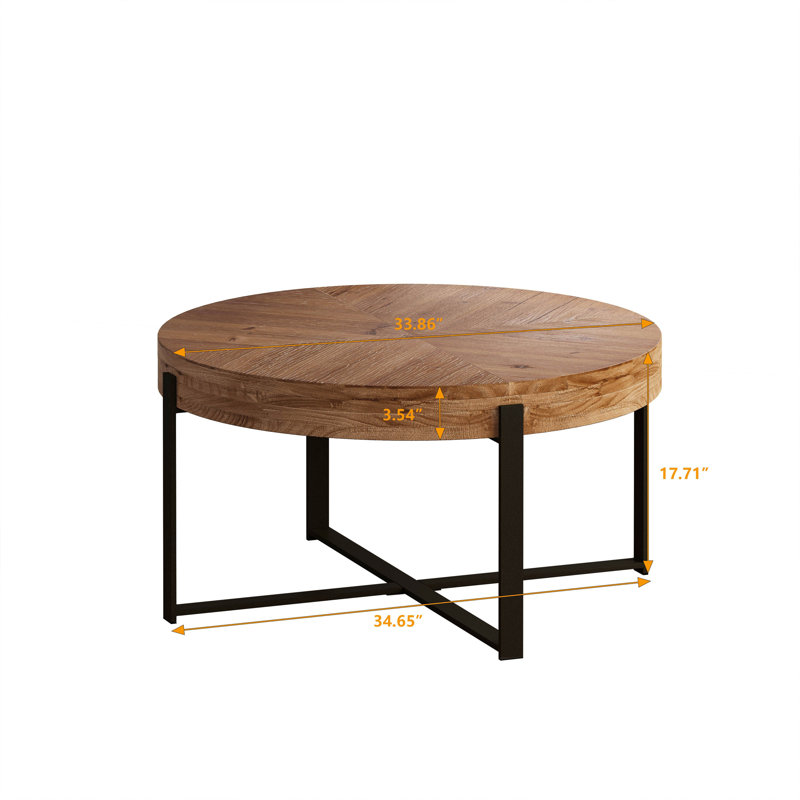 Round Coffee Table With Construction And Functionality, 17.72" H x 33.86" L x 33.86" W, Black