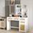 Versatile Makeup Vanity with Multiple Storage Options and Adjustable Lights